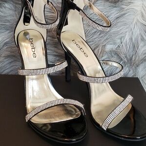 Bebe black rhinestone stilettos w/ box